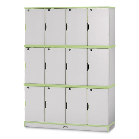 Jonti-Craft Rainbow Accents Stacking Lockable Lockers, Triple Stack, Key Lime Green 4697JC130